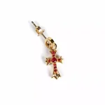 chrome hearts cross earrings with rubies sterling silver