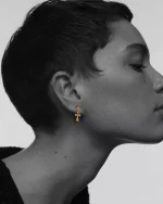 Chrome Hearts Cross Earrings With Rubies - Image 2