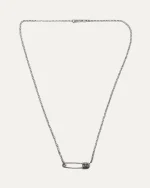 chrome hearts safety pin necklace silver minimalist pendant